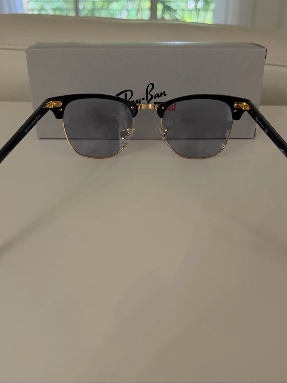 Ray-Ban Clubmaster Sunglasses in Black and Gold with Gray Lenses - Brand New